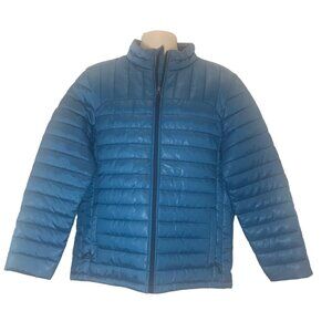 SLALOM Mens Winter Coat Quilted Puffer Jacket Front Full Zip Warm Blue Small S